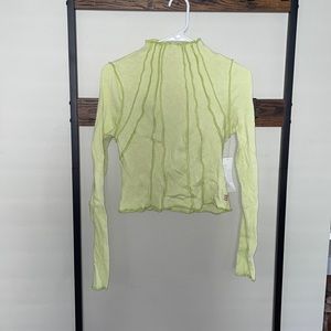 Urban Outfitters Cropped Mesh Long Sleeve Mockneck